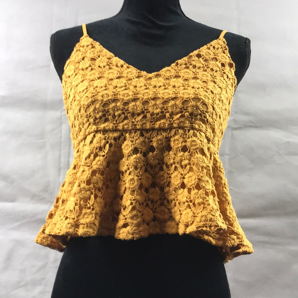 EUC Hesperus Mustard Cropped Embroidered Top